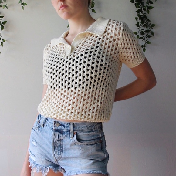 American Apparel Tops - 🦩American Apparel vintage knit cream short sleeve